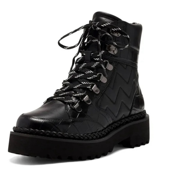 NWT- Vince Camuto ‘Medjey’ Leather Combat Boot- in RARE Black Color - Picture 2 of 8
